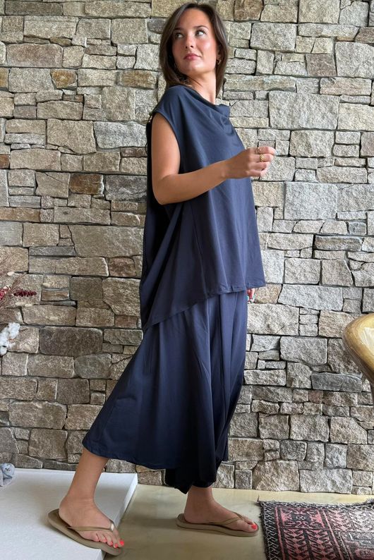 Oscar Drape Trapeze Tank Ink Navy